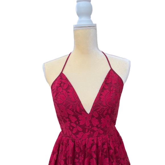 Red Backless NBD Lace Mini Dress Sz Small - Picture 2 of 14